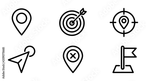 Foto Location Pin Icons Set, Navigation Map Markers, Target Aim, GPS Pointer, Geo Tag