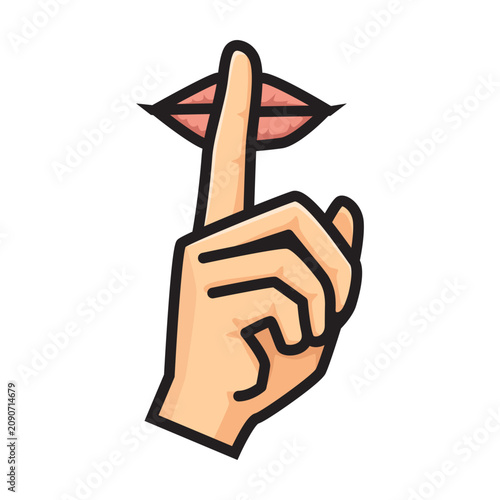 Foto Finger On Lips Silent Gesture Vector.
