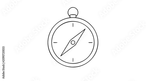 Obraz na płótnie Minimal hand-drawn compass navigation vector icon with clean black outline, circ