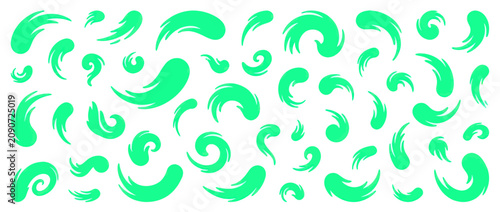 Fotografía Green fluid swirls and abstract smoke wisps collection