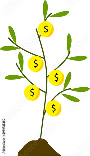 Money Tree Investment Growth Icon Vector