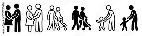 Foto Set of isometric iron beam icons in outlined and solid style for construction an