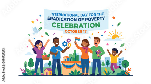 Foto Diverse group celebrating international day for poverty eradication