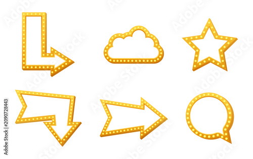 Obraz na plátně Marquee light shapes pointing direction and indicating messages