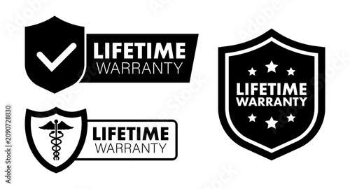Tableau sur toile Collection of lifetime warranty shield and guarantee badges