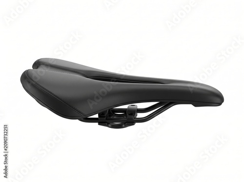 Black Bicycle Saddle Ergonomic Bike Seat Isolated on White Background