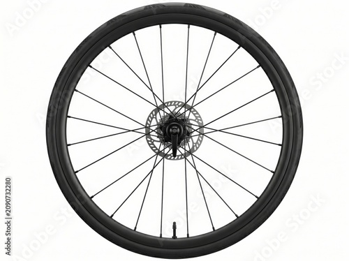 Bicycle Wheel with Disc Brake Rotor Isolated on White Background