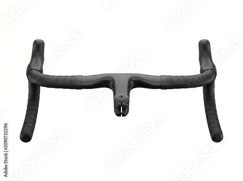 Integrated Carbon Road Bike Handlebar with Black Bar Tape Isolated on White Background