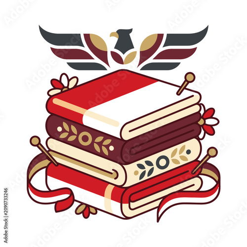 Stack of books representing Indonesia Independence Day and cultural education