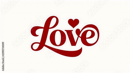 Elegant cursive love text with heart symbol design graphic