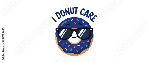 Принти на полотні Cool donut character with sunglasses and i donut care pun