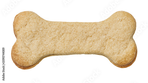 Foto Single bone-shaped dog biscuit with textured surface, isolated on transparent ba