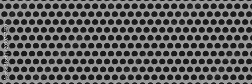 Quadro su tela Metal grid dot with perforated plate sheet and texture silver perforation