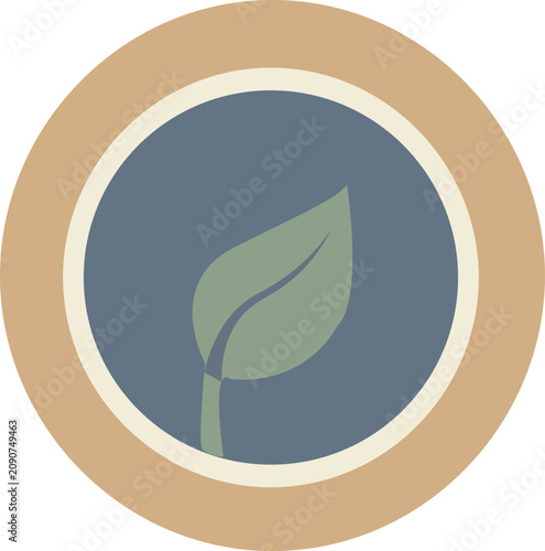 Green leaf in circle icon for eco friendly and organic brand