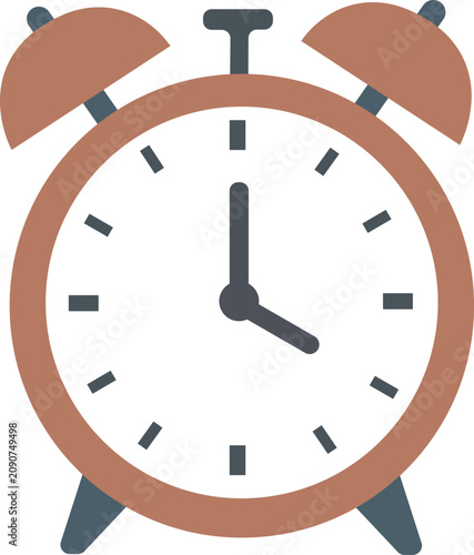 Flat design alarm clock and time management concept illustration