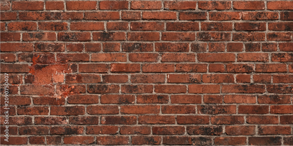 Fototapeta premium Red brick wall closeup showing masonry texture with architectural construction details and uniform horizontal background surface pattern