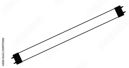 Fluorescent Light Tube Vector with Pins for Energy Efficient Illumination Icon
