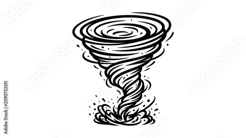 Tableau sur toile Swirling tornado funnel with motion debris hand drawn icon