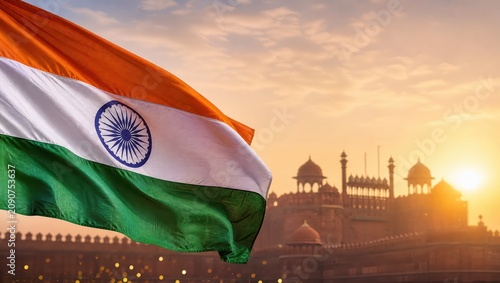 Independence day of india background with red fort.