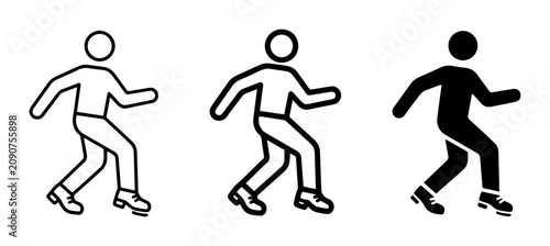 Cuadro en lienzo Walking Man Icons, Silhouette and Outline Figures, Motion and Activity Graphics,