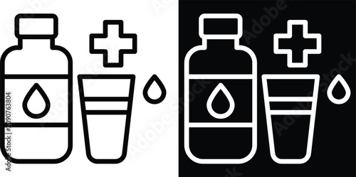 Photos hydration Two-tone version in black and white background