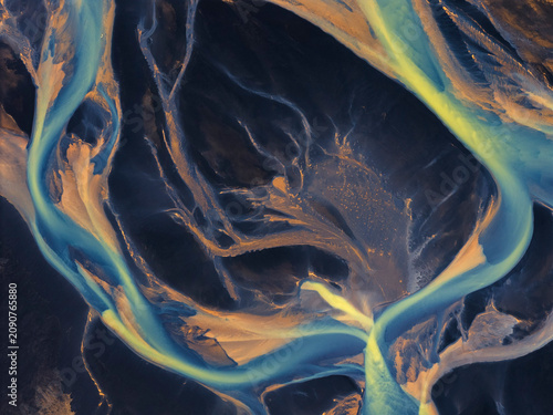 braided glacial river delta on Iceland's South Coast, Iceland