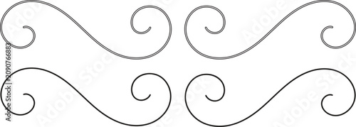 Black swirl ornaments on white background flourish decorative