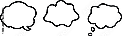 Three hand drawn speech and thought bubbles speech bubble comic