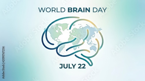 World Brain Day illustration with brain and date July 22