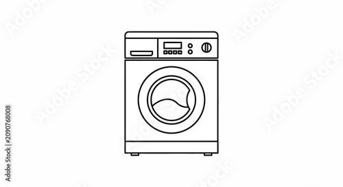 Modern Washing Machine Icon, Clean Laundry Appliance, Front Load Washer