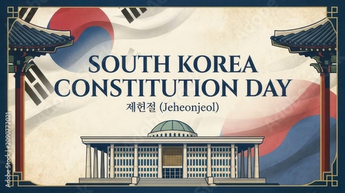 South Korea Constitution Day illustration with national building