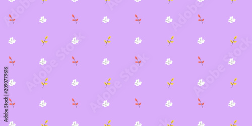 Soft color floral seamless vector pattern. Abstract wildflowers and leaves.