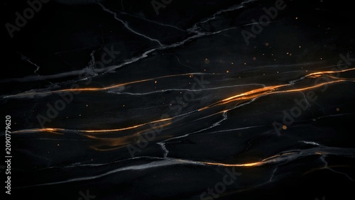 Dark full hd 4k stock image download black marble texture with glowing orange veins and scattered golden particles