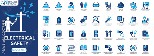 Tableau sur toile Electrical Safety icon set