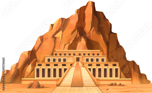 Quadro su tela Ancient Egyptian Mortuary Temple of Hatshepsut Illustration
