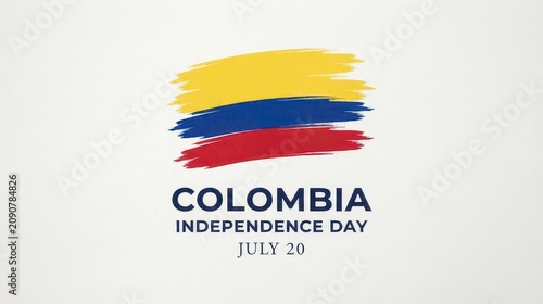 Colombia Independence Day colorful brush stroke flag design