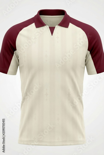 Retro cream and burgundy red football jersey shirt mockup front view