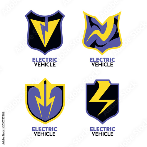 Electric Vehicle emblem or badge design set