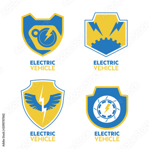 Electric Vehicle emblem or badge design set