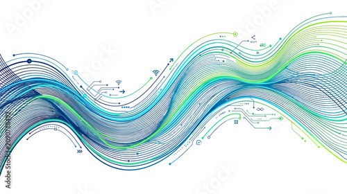 Valokuva Abstract Wave of Digital Data Flow, Technology and Connectivity