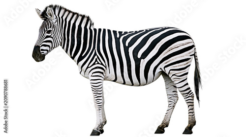 Foto Zebra standing profile view black and white stripes