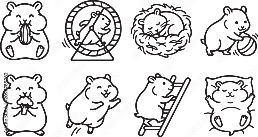 Fototapeta premium Cute hamsters in various fun activities