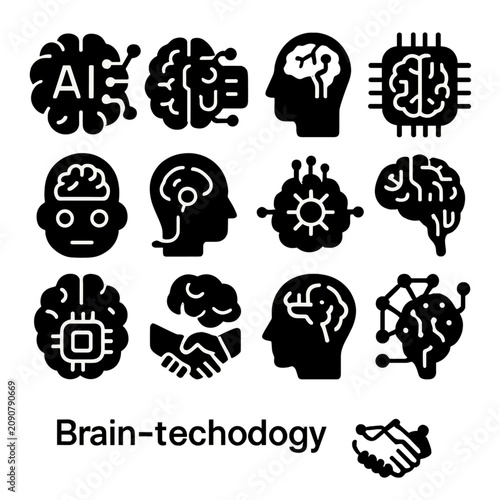 Ai device processing brain virtual vector data cognition technology icon cognitive