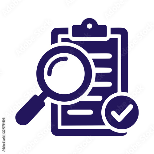 Photos Audit inspection with checklist and magnifying glass icon