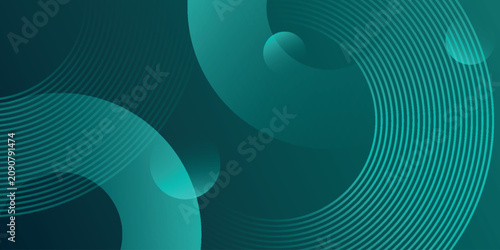 Obraz na plátne Abstract techno background with geometric shapes and glowing circular lines