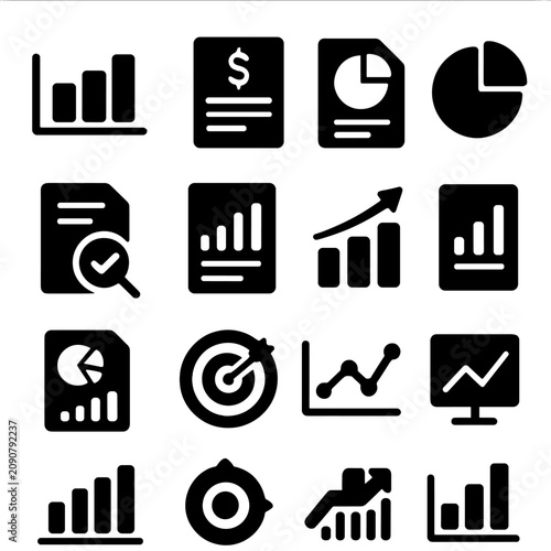 Analysis icon file statement vector set audit ratio report pie financial income