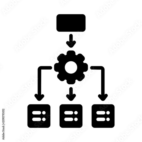 Tableau sur toile Process automation icon input gear and multiple outputs