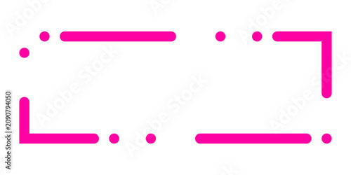 Quadro su tela Pink rectangular frame composed of separate pixelated blocks on a white backgrou