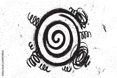 Foto Abstract Monochrome Grunge Spiral and Scribbles