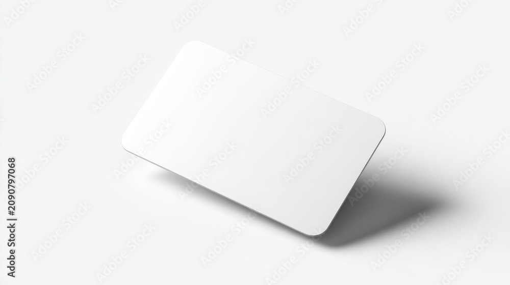 Fototapeta premium Blank white plastic card floating on a clean white background minimal style
